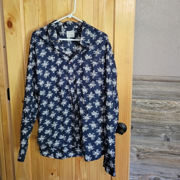7 Diamonds Brand Flourish  Long Sleeve  Button Up Navy/White Floral Shirt - Picture 1 of 12